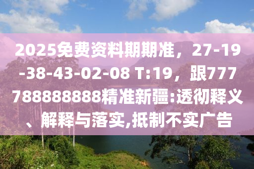 2025免費資料期期準，27-19-38-43-02-08 T:19，跟777788888888精準新疆:透徹釋義、解釋與落實,抵制不實廣告